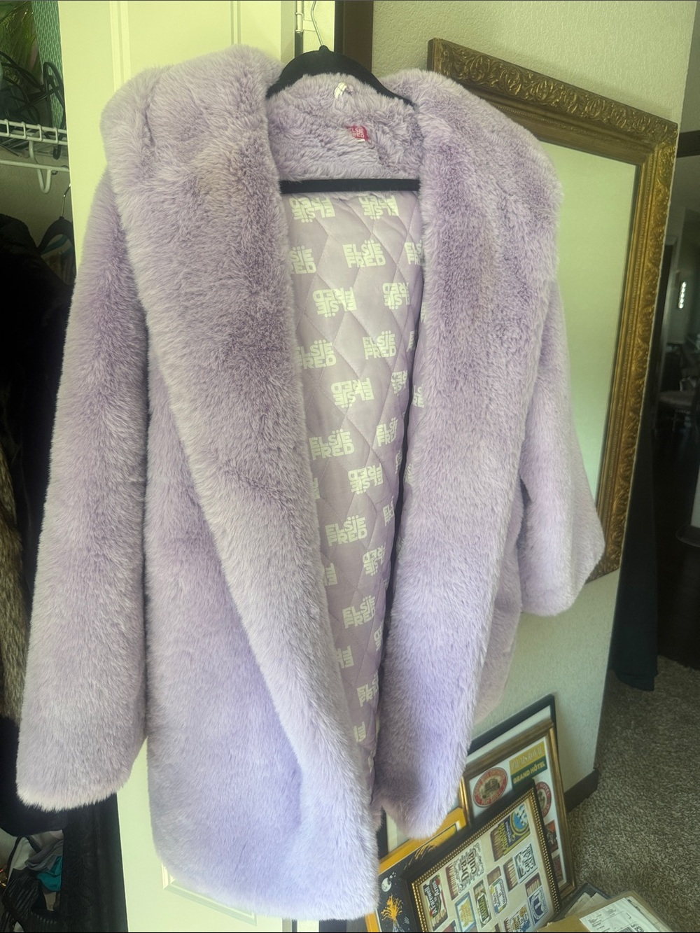 Lavender Faux Fur Teddy Coat by Elsie + Fred
